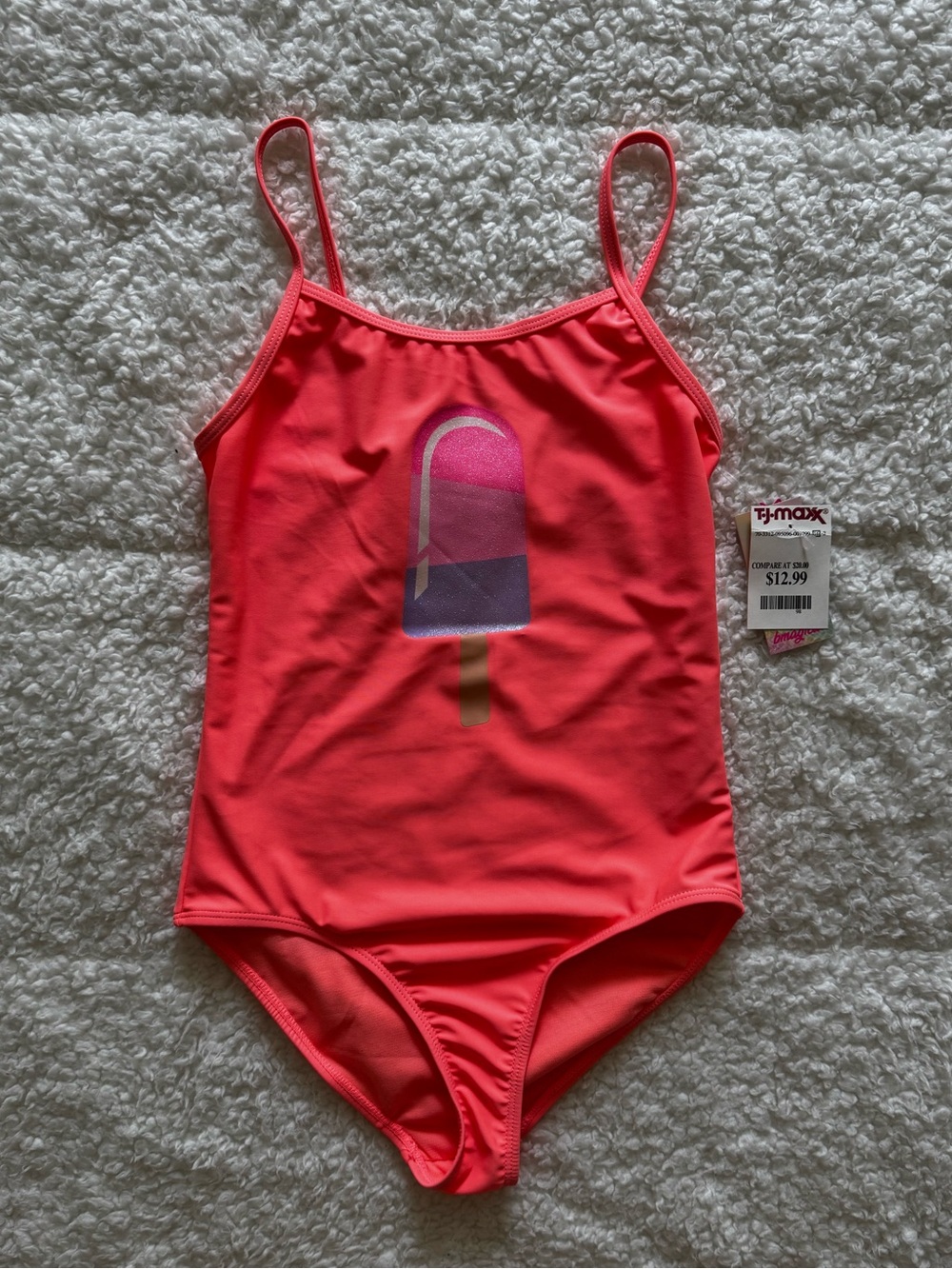 Girls neon orange popsicle swimsuit